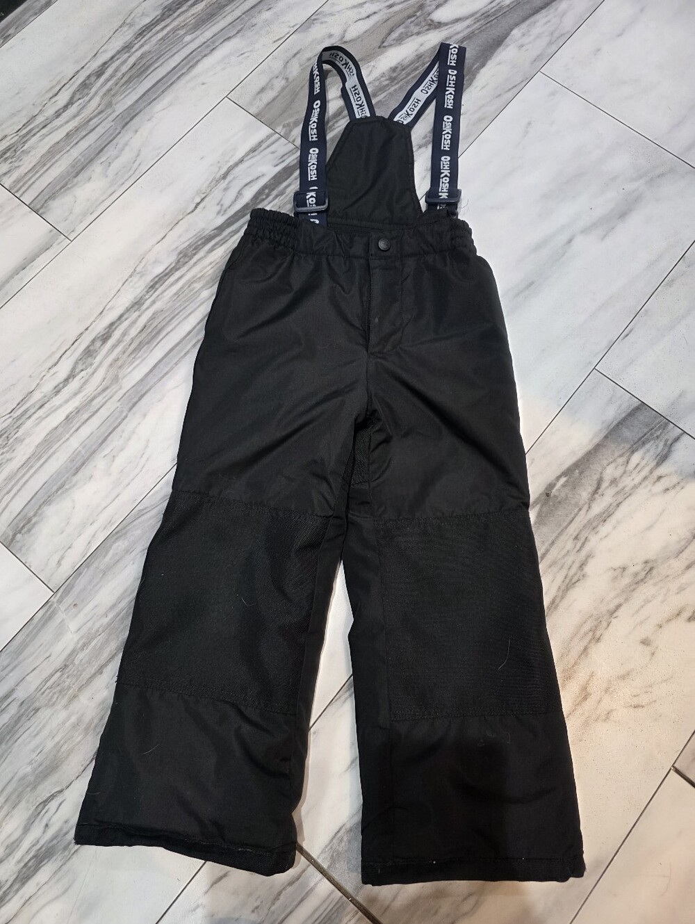 Kids Black Snow Pants with Adjustable Logo Straps